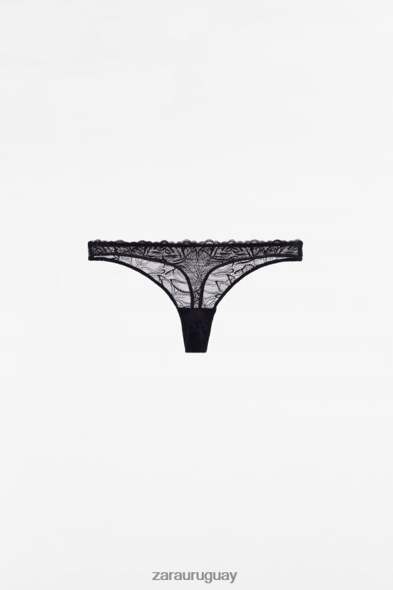 Zara tanga de encaje mujer H6RHL2827 negro ropa