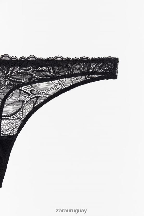 Zara tanga de encaje mujer H6RHL2827 negro ropa