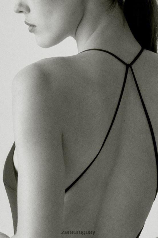 Zara traje de baño con espalda abierta mujer H6RHL21823 negro ropa