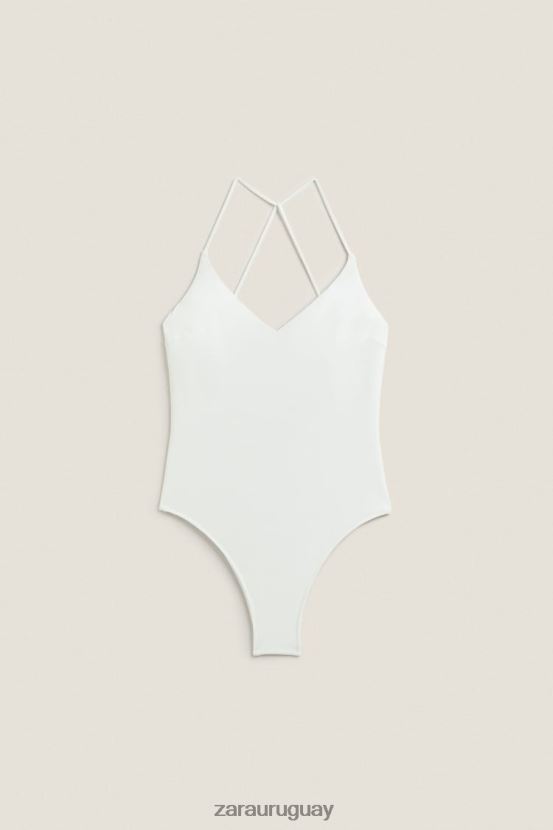 Zara traje de baño liso mujer H6RHL21822 crudo ropa