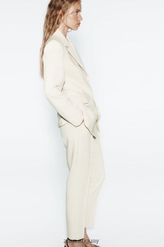 Zara blazer con doble botonadura mujer H6RHL2914 crudo ropa