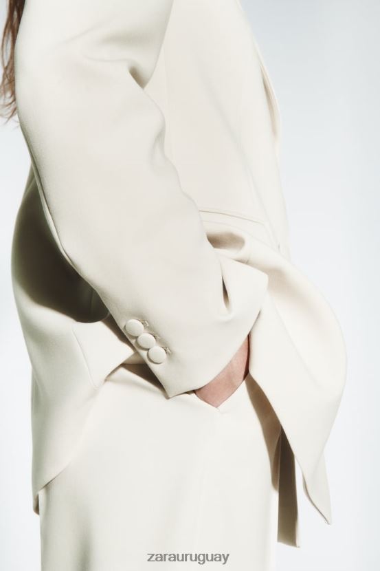 Zara blazer con doble botonadura mujer H6RHL2914 crudo ropa