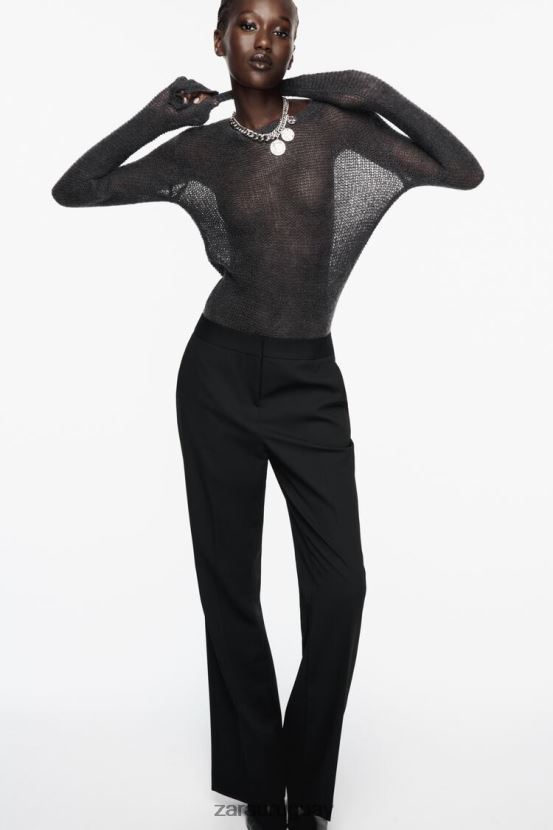 Zara pantalones acampanados largos mujer H6RHL2880 negro ropa