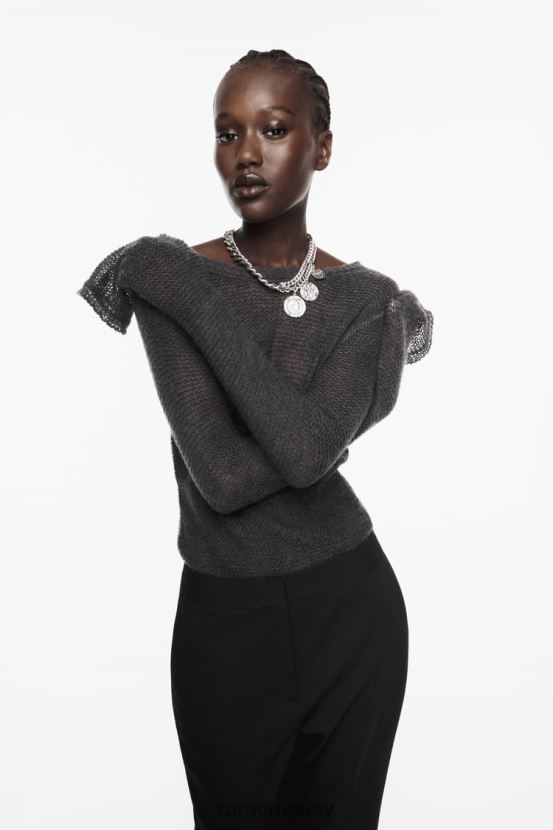 Zara pantalones acampanados largos mujer H6RHL2880 negro ropa