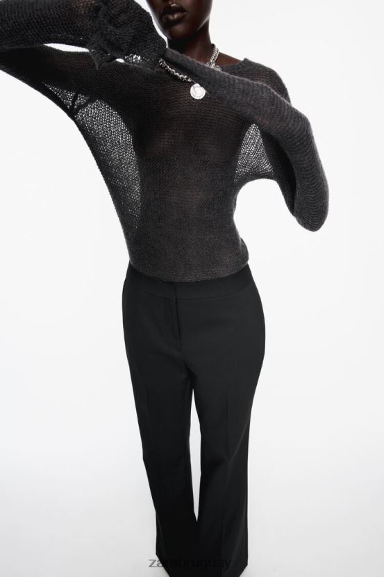 Zara pantalones acampanados largos mujer H6RHL2880 negro ropa