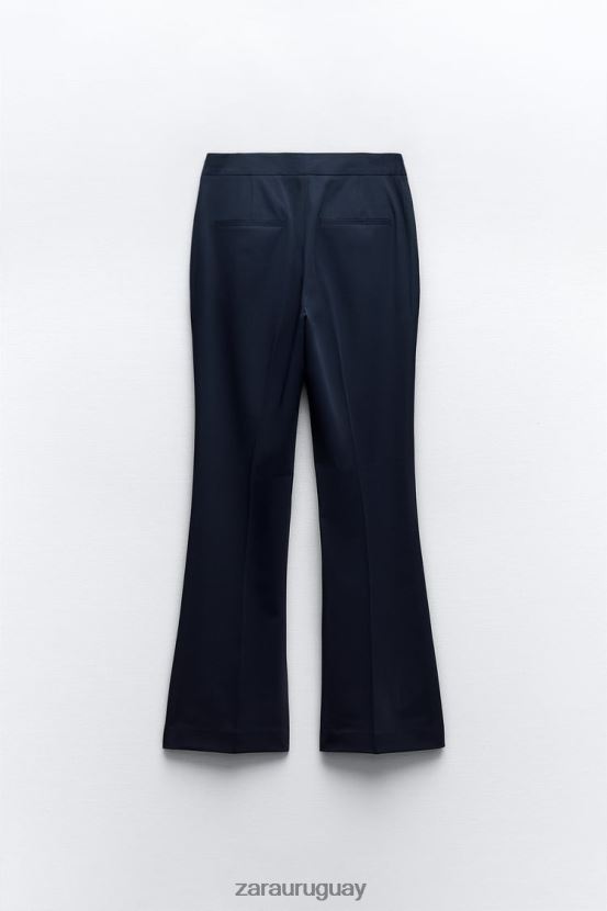 Zara pantalones acampanados largos mujer H6RHL2885 Azul marino ropa