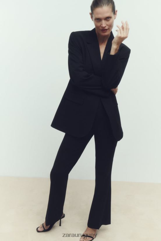 Zara pantalones acampanados largos mujer H6RHL2892 negro ropa