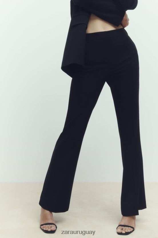 Zara pantalones acampanados largos mujer H6RHL2892 negro ropa