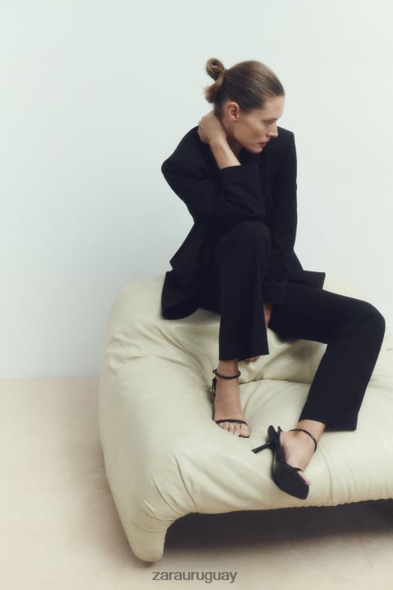 Zara pantalones acampanados largos mujer H6RHL2892 negro ropa