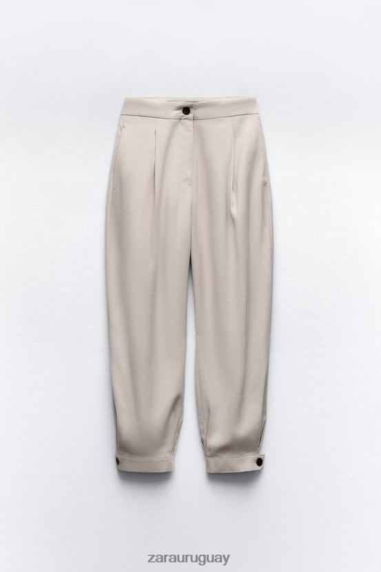 Zara pantalones cónicos mujer H6RHL2903 arena ropa