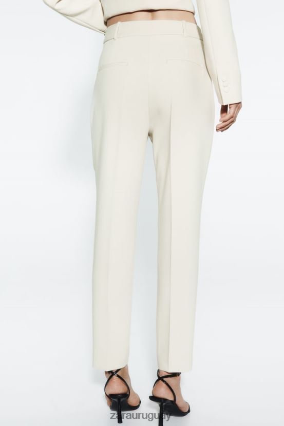 Zara pantalones delgados de cintura alta mujer H6RHL2886 crudo ropa