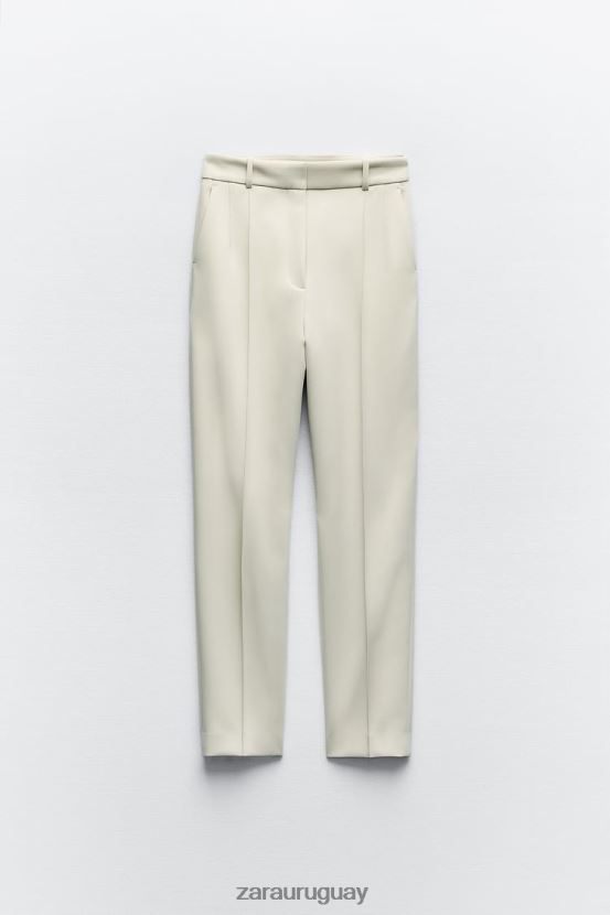 Zara pantalones delgados de cintura alta mujer H6RHL2886 crudo ropa