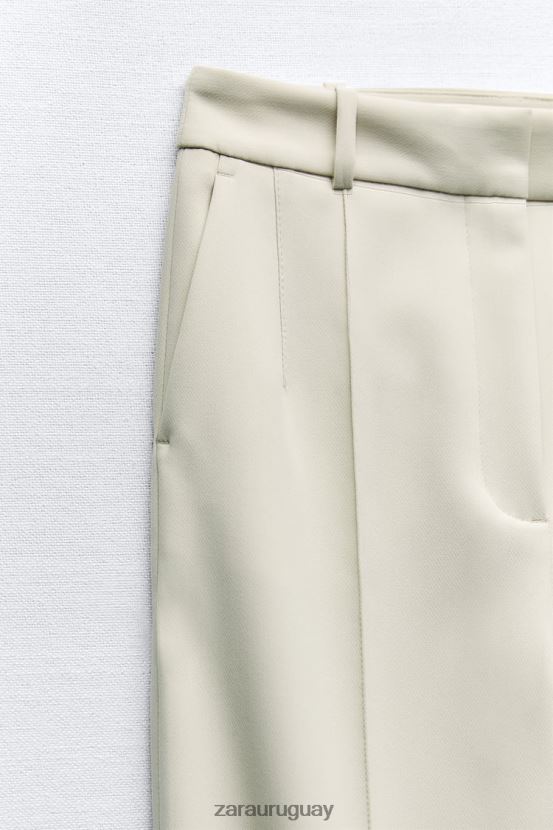 Zara pantalones delgados de cintura alta mujer H6RHL2886 crudo ropa