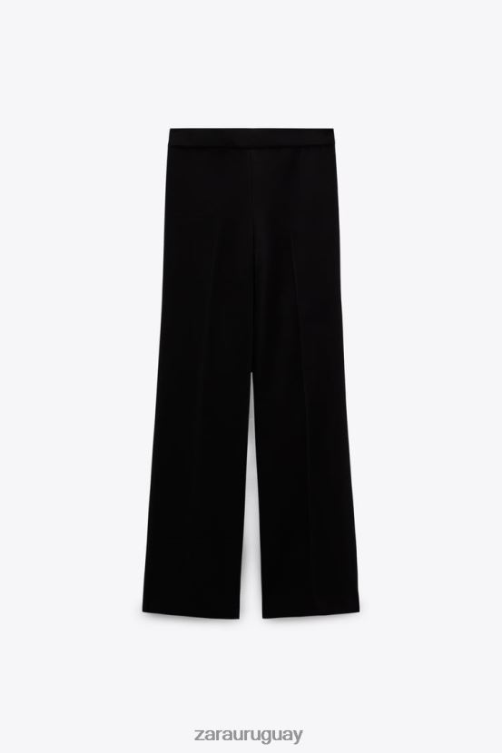 Zara pantalones largos y fluidos mujer H6RHL2896 negro ropa