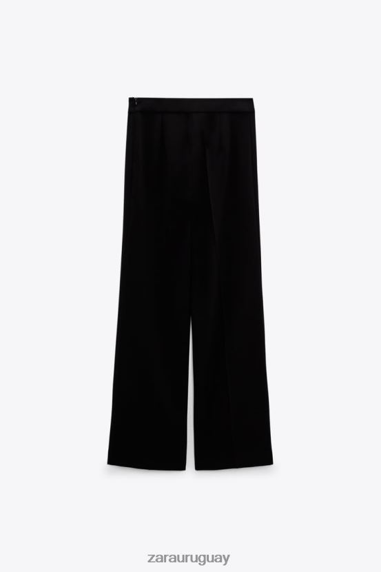 Zara pantalones largos y fluidos mujer H6RHL2896 negro ropa