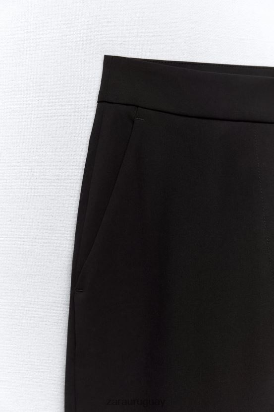 Zara pantalones rectos con puños vueltos mujer H6RHL2884 negro ropa
