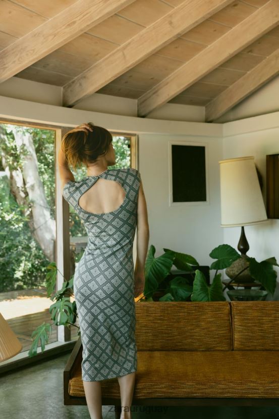 Zara vestido ajustado de jacquard mujer H6RHL2231 verduras ropa