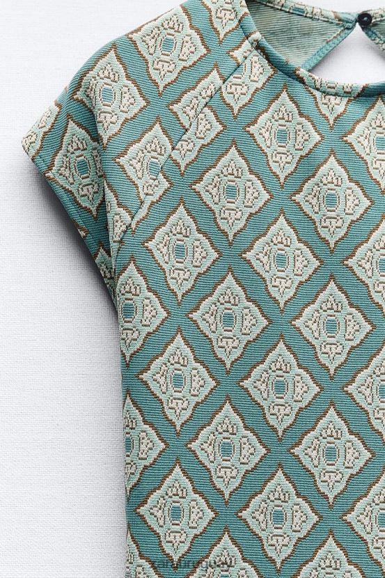 Zara vestido ajustado de jacquard mujer H6RHL2231 verduras ropa