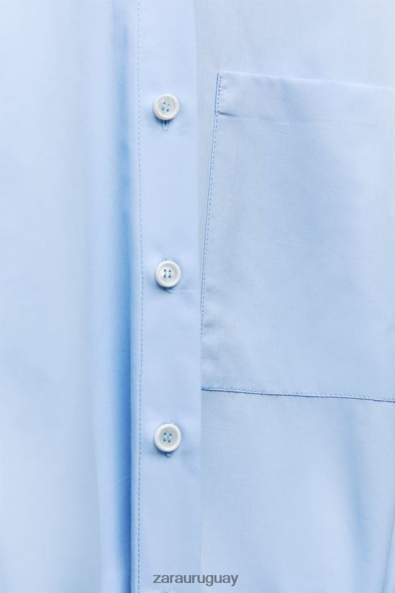 Zara vestido camisero de popelina mujer H6RHL2238 cielo azul ropa