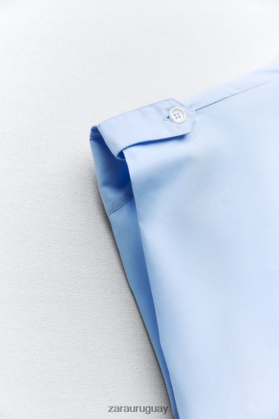 Zara vestido camisero de popelina mujer H6RHL2238 cielo azul ropa