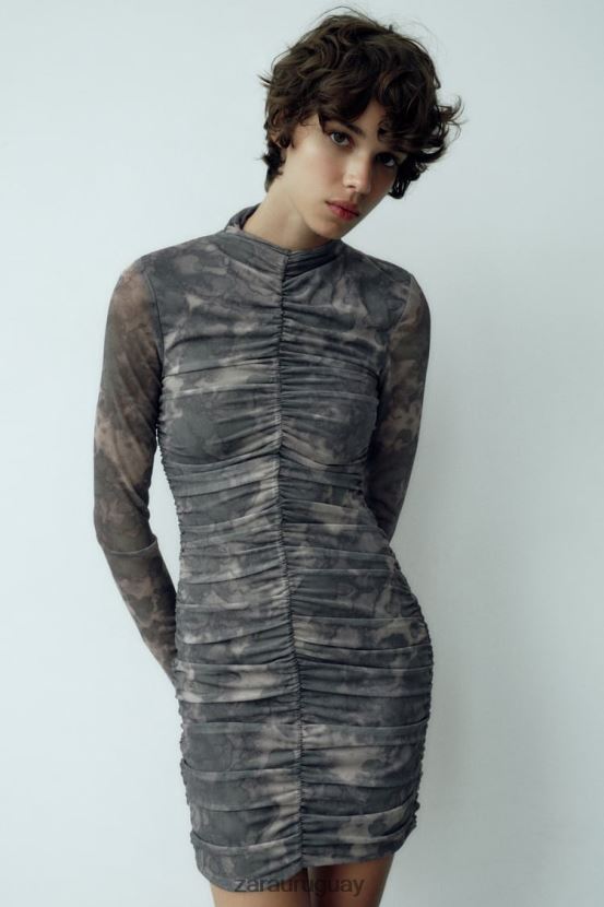 Zara vestido de tul estampado mujer H6RHL2245 verduras ropa