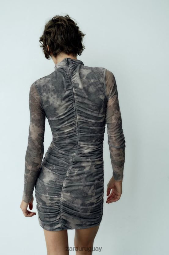 Zara vestido de tul estampado mujer H6RHL2245 verduras ropa