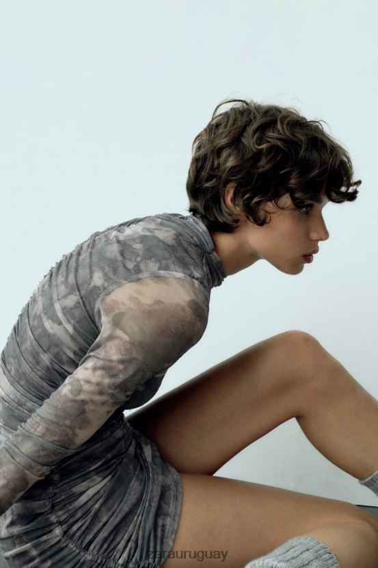 Zara vestido de tul estampado mujer H6RHL2245 verduras ropa