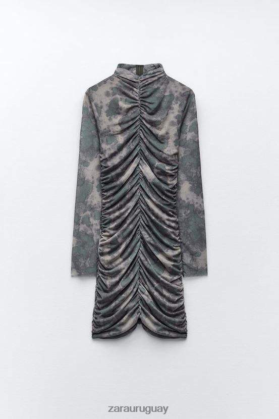 Zara vestido de tul estampado mujer H6RHL2245 verduras ropa