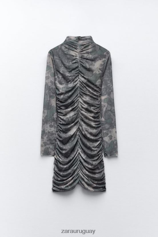 Zara vestido de tul estampado mujer H6RHL2245 verduras ropa