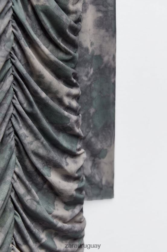 Zara vestido de tul estampado mujer H6RHL2245 verduras ropa