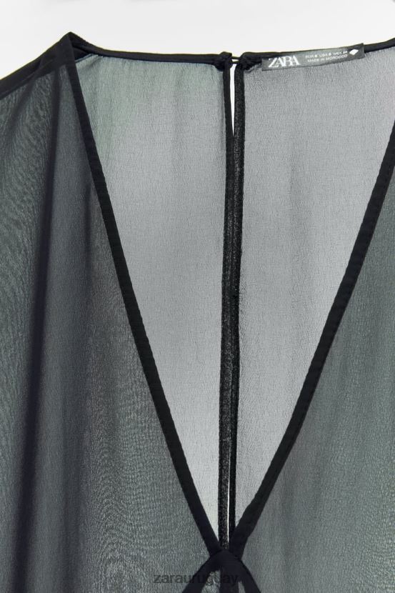 Zara vestido largo semitransparente mujer H6RHL2829 negro ropa