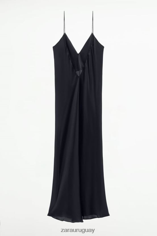 Zara vestido lencero mujer H6RHL2833 negro ropa