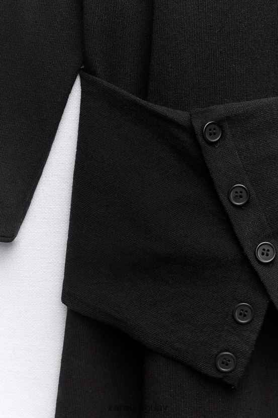 Zara vestido midi tejido con fajín mujer H6RHL2228 negro ropa