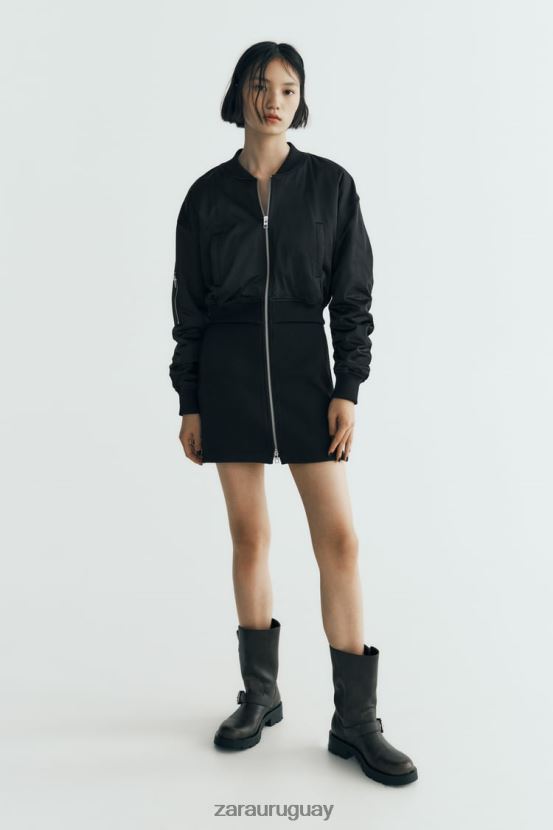 Zara vestido mini bomber mujer H6RHL2241 negro ropa