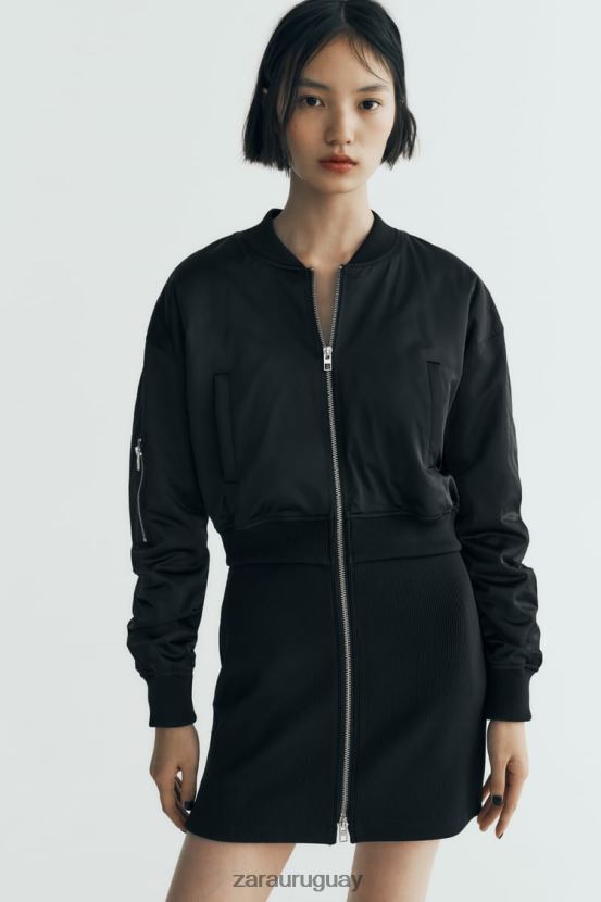 Zara vestido mini bomber mujer H6RHL2241 negro ropa