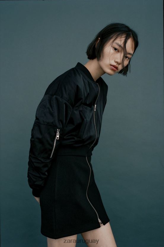 Zara vestido mini bomber mujer H6RHL2241 negro ropa