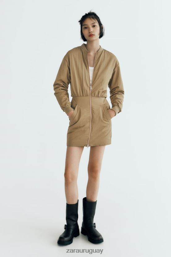 Zara vestido mini bomber mujer H6RHL2242 verde oliva ropa