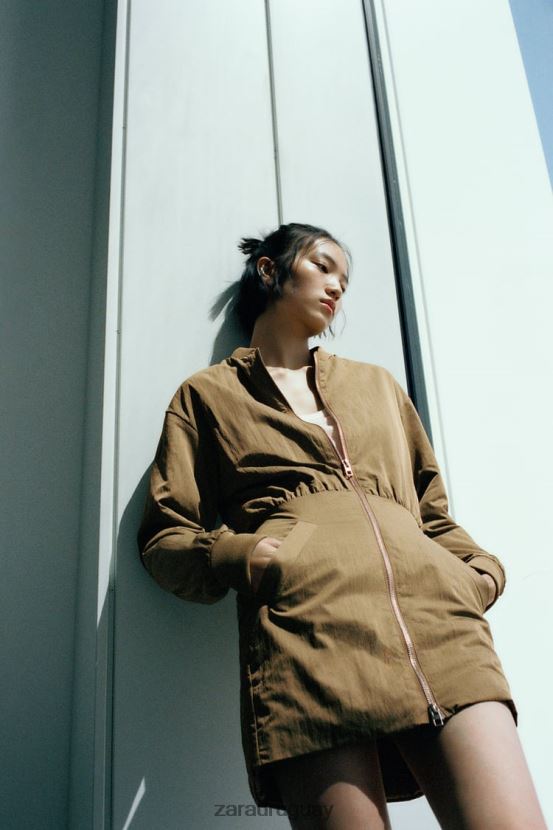 Zara vestido mini bomber mujer H6RHL2242 verde oliva ropa