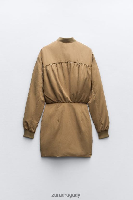 Zara vestido mini bomber mujer H6RHL2242 verde oliva ropa