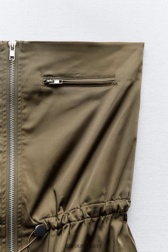 Zara vestido sin tirantes mujer H6RHL2240 caqui oscuro ropa