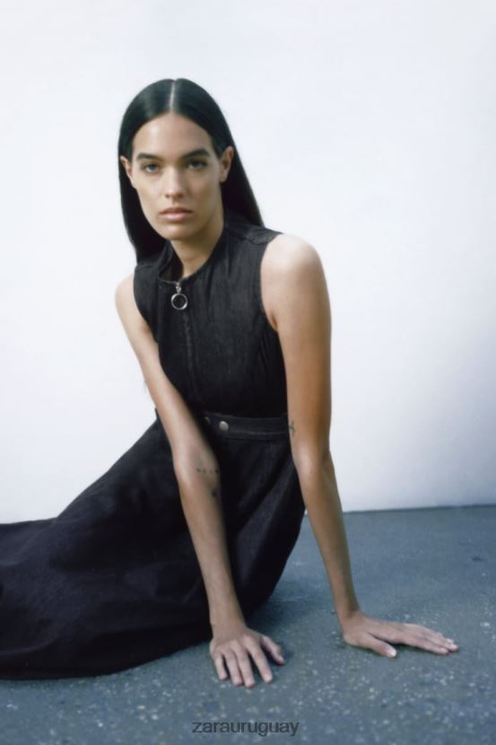 Zara vestido vaquero asimétrico de la colección zw mujer H6RHL2239 azul ropa