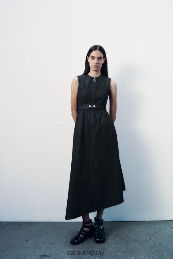 Zara vestido vaquero asimétrico de la colección zw mujer H6RHL2239 azul ropa