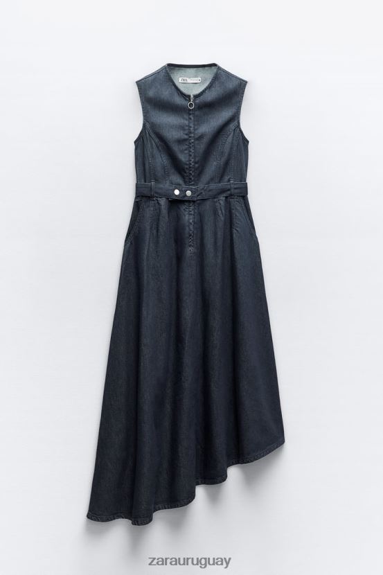 Zara vestido vaquero asimétrico de la colección zw mujer H6RHL2239 azul ropa
