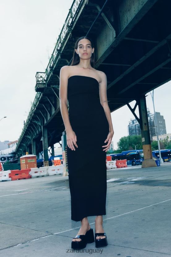 Zara vestido vaquero sin tirantes zw mujer H6RHL2237 negro ropa