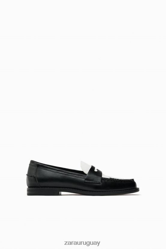 Zara mocasines en contraste mujer H6RHL2739 Dos tonos calzado