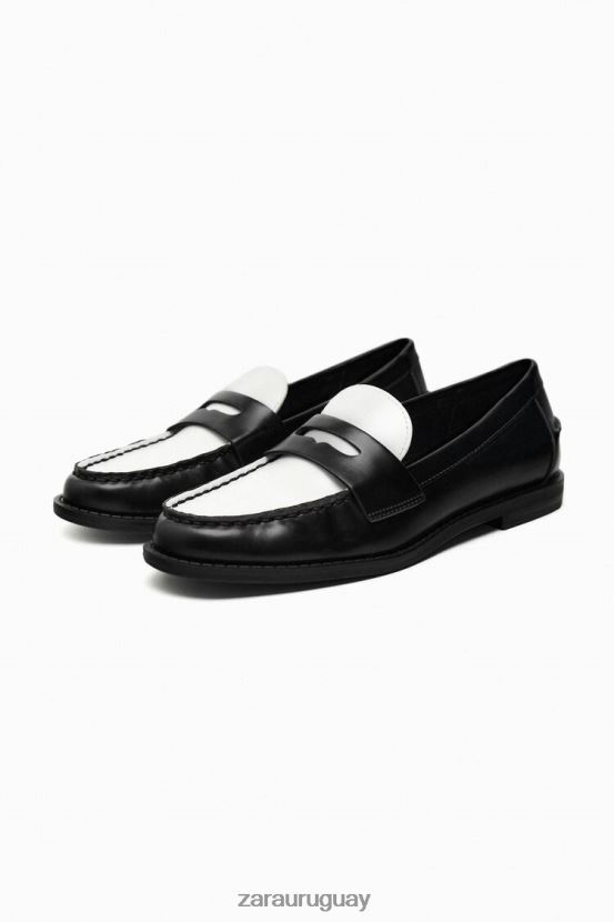 Zara mocasines en contraste mujer H6RHL2739 Dos tonos calzado