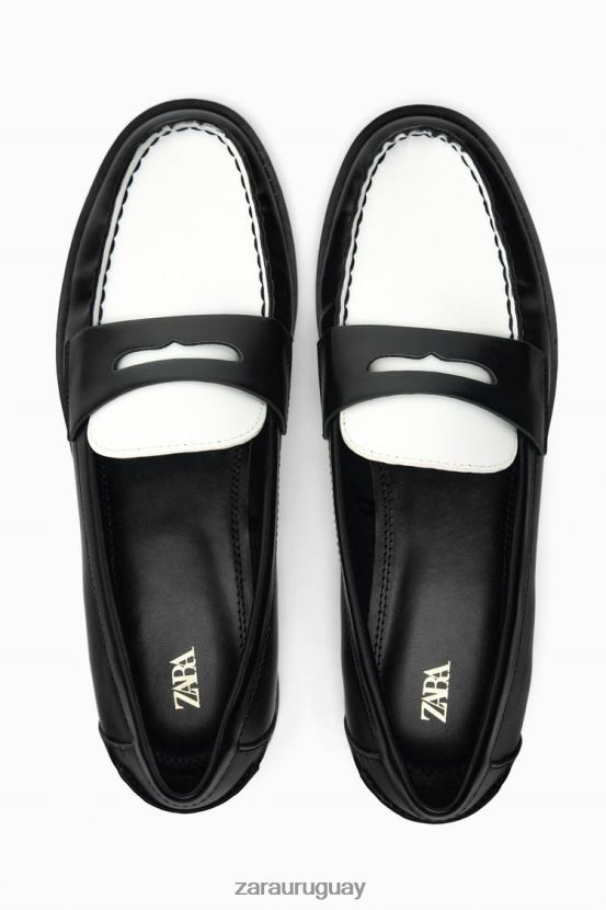 Zara mocasines en contraste mujer H6RHL2739 Dos tonos calzado