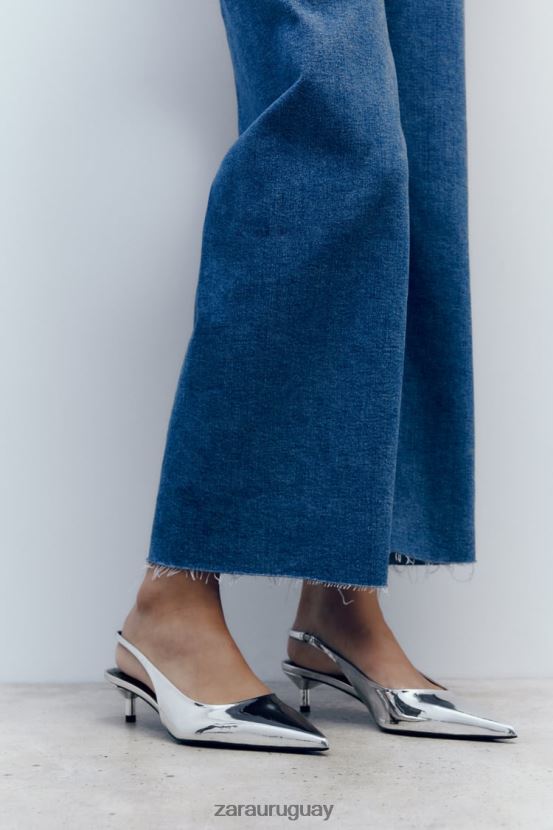 Zara tacones de gatito destalonados mujer H6RHL2738 plata calzado