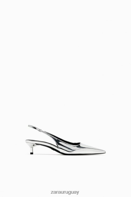 Zara tacones de gatito destalonados mujer H6RHL2738 plata calzado