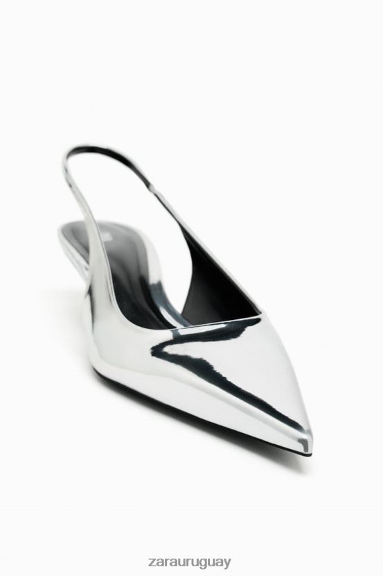 Zara tacones de gatito destalonados mujer H6RHL2738 plata calzado